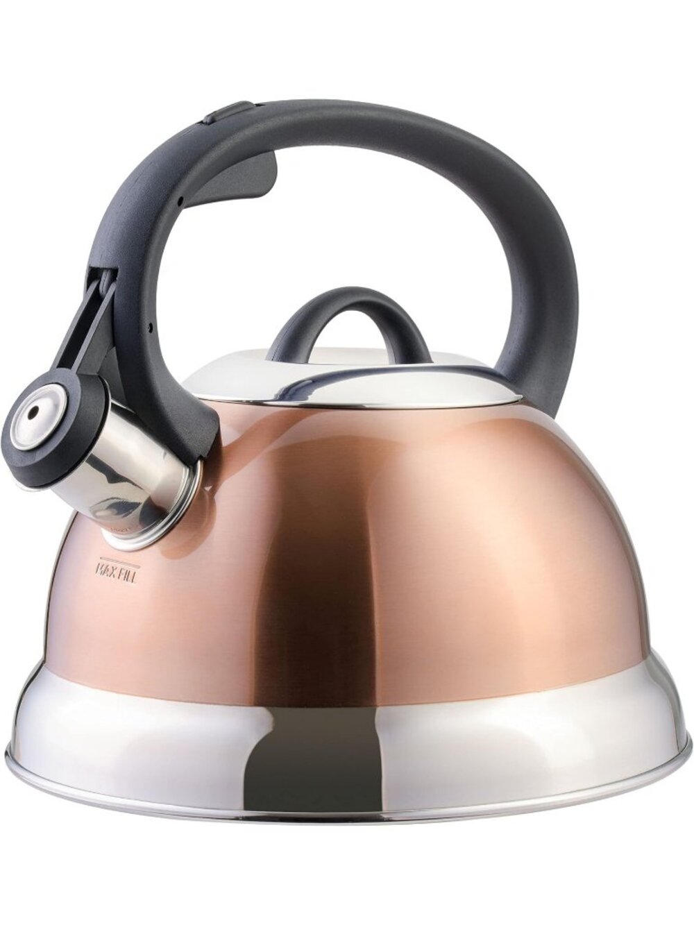 Copper Kitchen Whistling Tea Kettle 1.75-QT Stainless Steel Stove-Top Tea pot